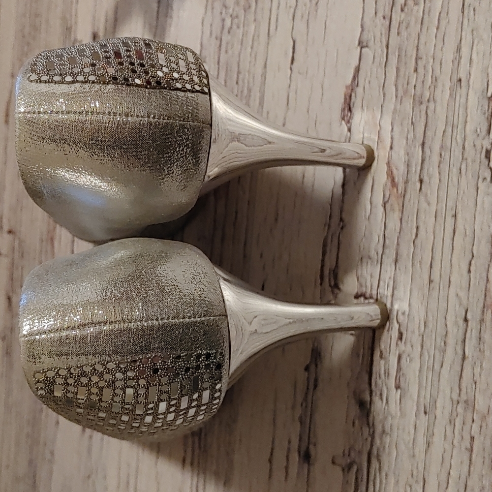 Nobleez silver pattern wedding high heel needle shoes size 8 - Picture 8 of 16